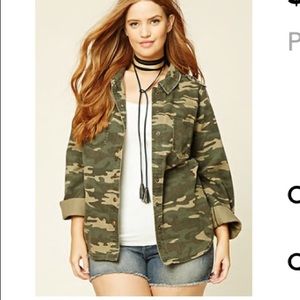 Plus size camo Jean jacket